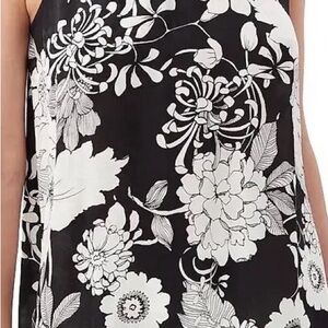 Trina Turk Black & White Feather-Trim Halter Top